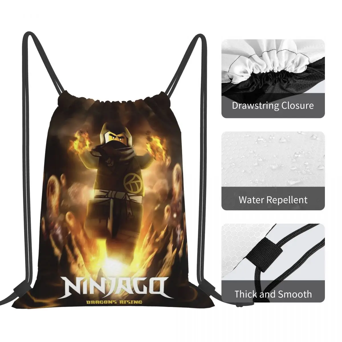 Ninjagos Ninja Warrior Rucksäcke, multifunktional, tragbar, mit Kordelzug, Sporttasche, Büchertaschen für Mann und Frau, Schule