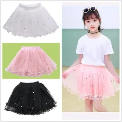 Princess Girls 3 layer Tutu Skirt for 3-14Y Children Ballet Dance Clothes Party Mini Pettiskirt Kids Pink /Black Fluffy Skirt