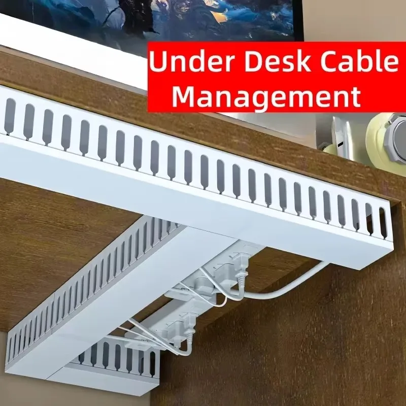 50cm PVC Under Table Storage Rack Cable Management Tray Home Office Desk Wire Organizer Industrial flame-retardant wiring duct