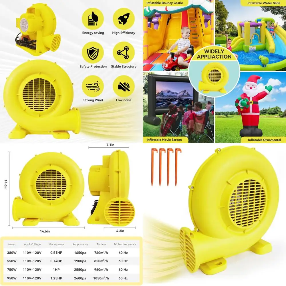 

Мощный портативный воздушный насос мощностью 380 Вт для уличных надувных игрушек, прыгающих домов и водных горшков.