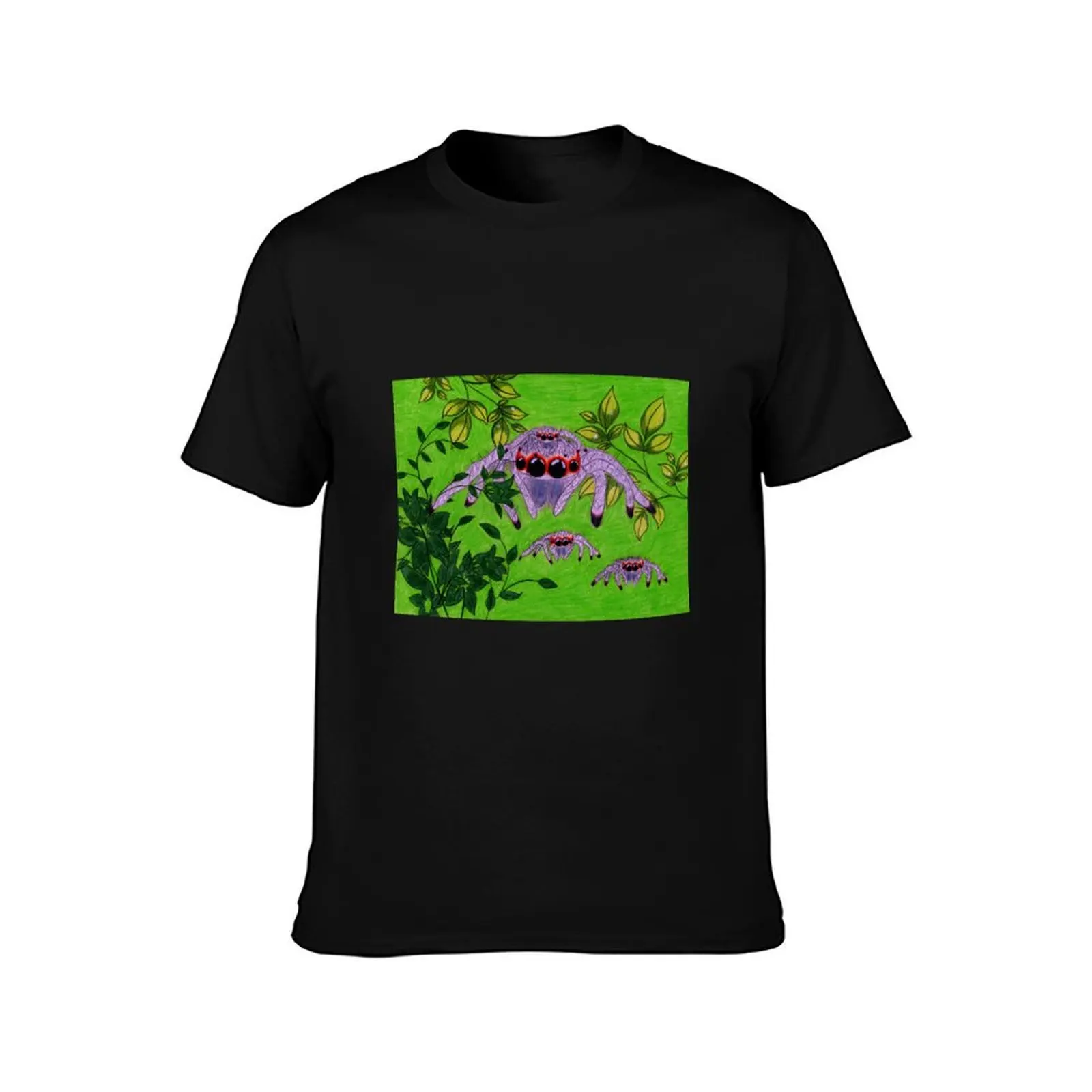 Jumping Spiders Art T-Shirt Large Size Short Sleeve T-Shirt