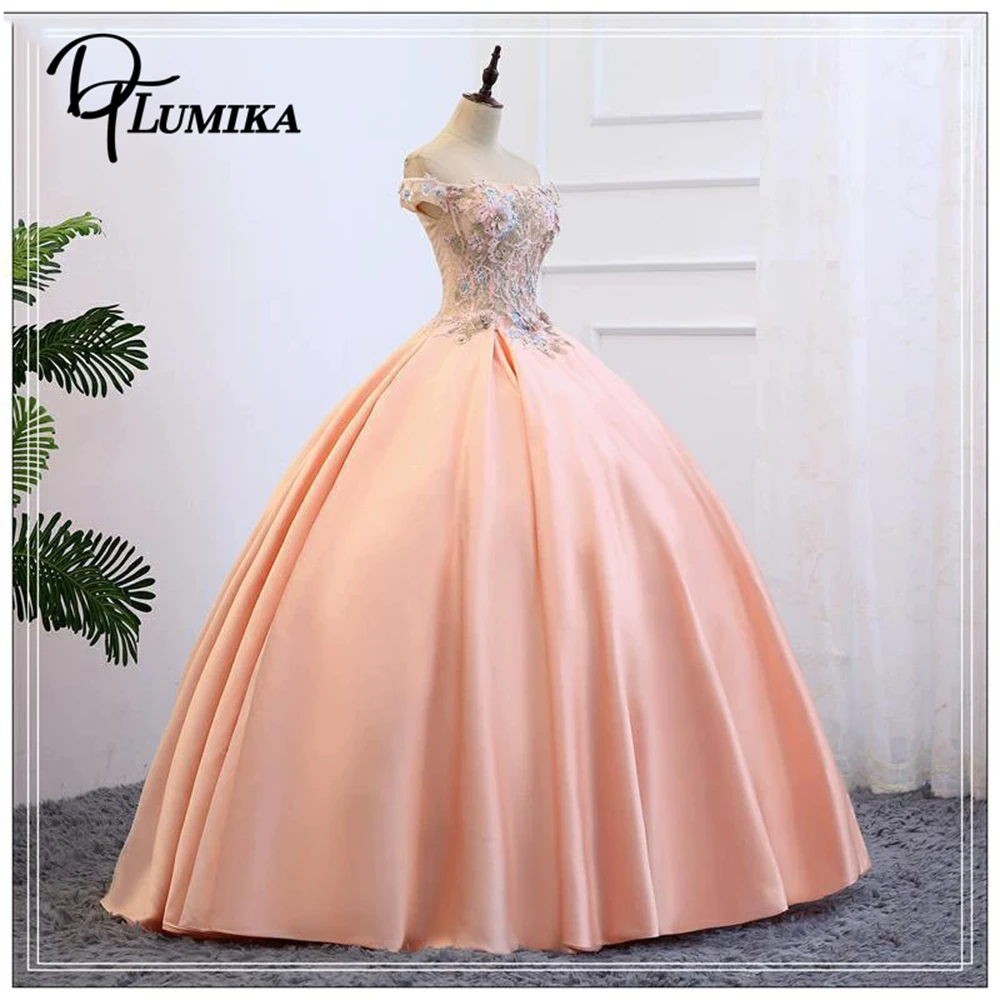 DTLumika Nude Pink Sweet 15-Kleid für Teenager, individuelle Größe, Quinceanera-Kleider mit Blumendetails, Hochzeits-Party-Kleider