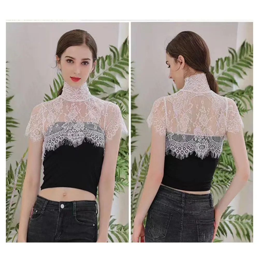 Removable Lace Fake Collar Blouse Detachable Fake Collar Chiffon Decorative Blouse Shawl False Collar Women Clothes Accessories