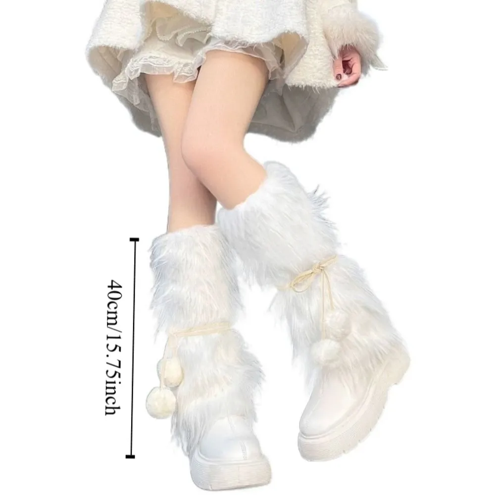 Aquecedores de pernas de inverno de malha vintage y2k capa de pé coberturas de pernas de pelúcia lolita jk harajuku meias longas picantes meninas