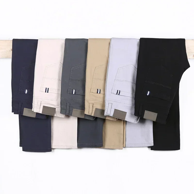 Pantalones vaqueros rectos elásticos de algodón elástico suave para hombre, pantalones informales de oficina de 6 colores, moda de negocios para primavera y verano