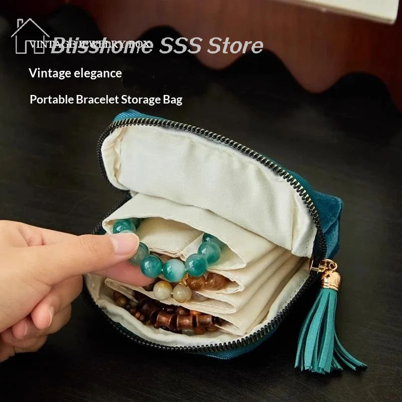 

【S】5-Layer Jewelry Storage Bag Velvet Jewelry Pouch Bags For Watch Bracelet Rings Ear Jewelry Portable Travel Jewelry Case