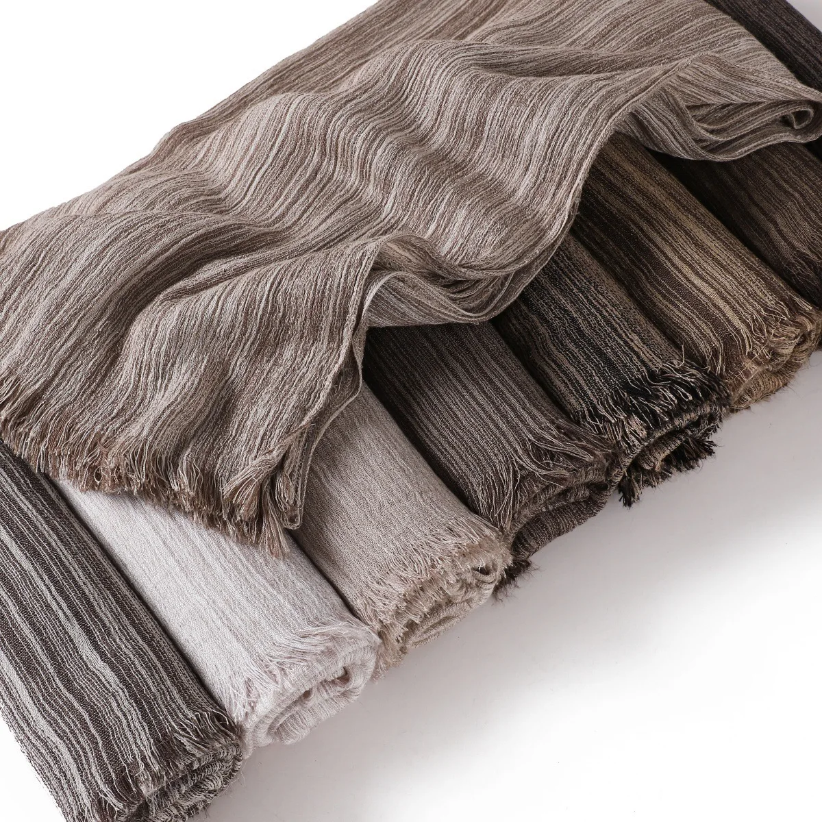 

Soft Cotton Linen Scarf Shoulder Shawl Head Wrap Desert Photography Vintage Striped Business Style UV Protection Sunscreen Wrap