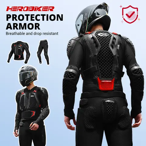 Motorcycle Body Armor Full Set Chest Back Protector Knee Guard Pants Airflow Design Unisex Lightweight Motocross Gear