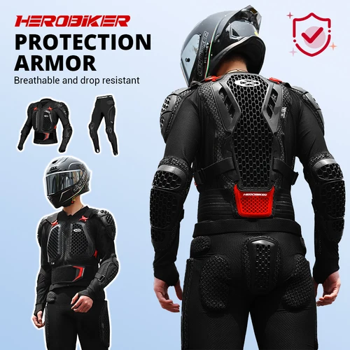 Imagen 1 del producto Armadura corporal para motocicleta, conjunto completo de Protector de pecho y espalda, pantalones protectores de rodilla, diseño de flujo de aire, equipo ligero Unisex para Motocross