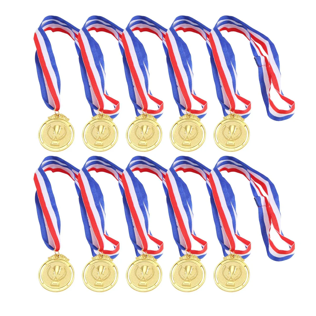 Metal Award Medals with Neck Ribbon Gold Silver Bronze Style for Sports Academics or Any