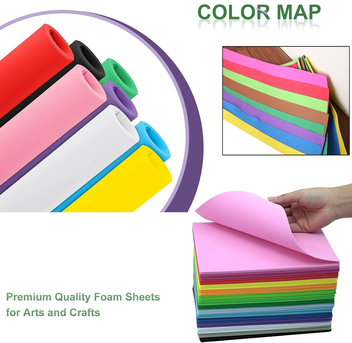 10Pcs1Mm Eva Foam Paper Handmade Foam Paper 50*50Cm Sponge Paper Diy Handmade Materials Multi-Color Flower Props Party Christmas