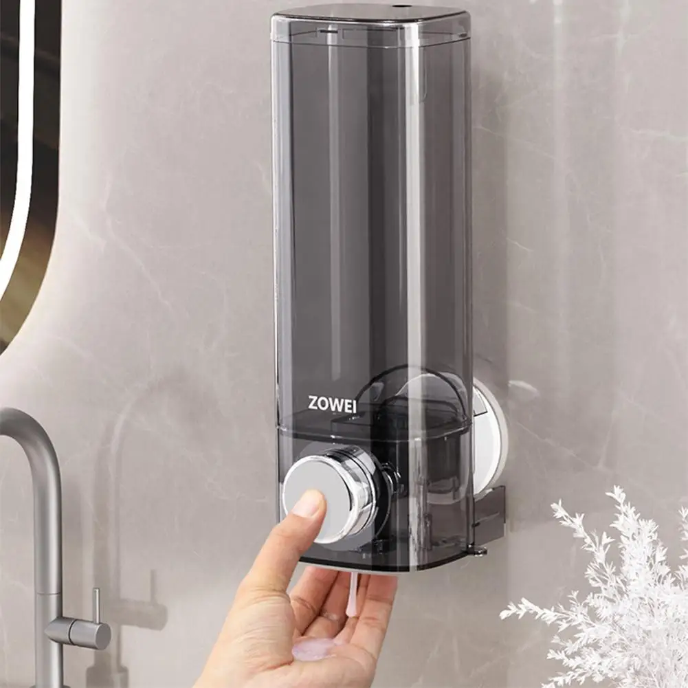 Wall Mounted Soap Dispenser Punch-Free PET Liquid Shampoo Body Wash Dispenser Press Type Bottle for Bathroom Hotel