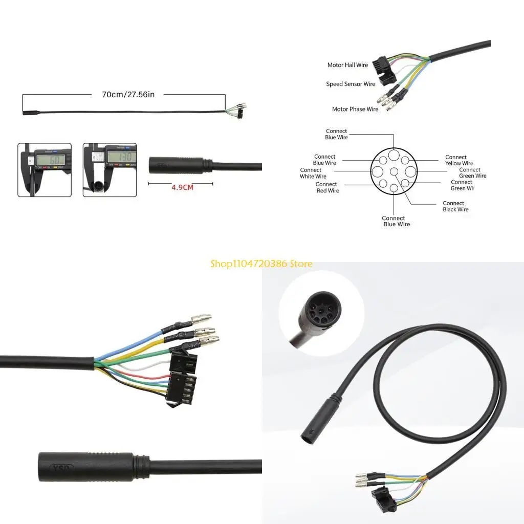 K0EA Electric Bike Motor Extension Cable Connector Female Electric Bike Motor Cable 9Pin Conversion For Bike Accessories