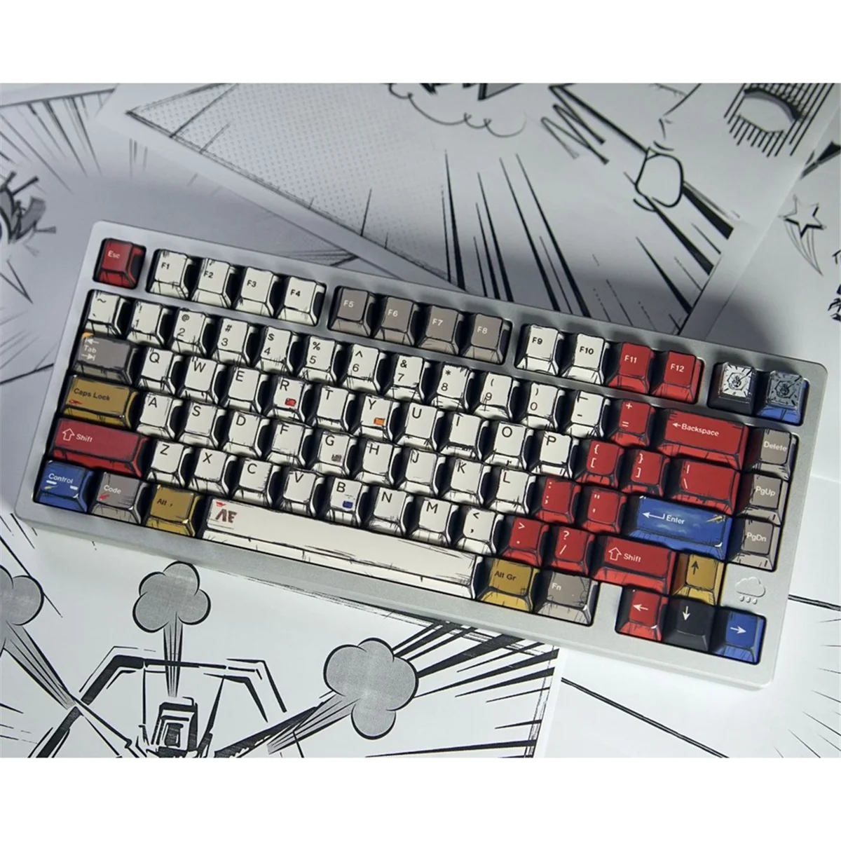 

A49T PBT колпачки для клавиш в стиле комиксов Cherry Profile 141 клавиш, набор колпачков для клавиш, подходящие переключатели Cherry MX для механической клавиатуры
