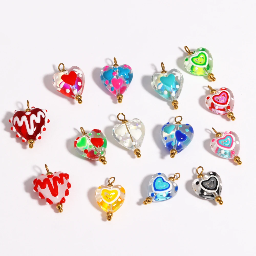 Red Love Necklace Bracelet Pendant Couple Accessories Handmade Diy 3d Heart Charms For Jewelry Making Good Luck Charm Wholesale