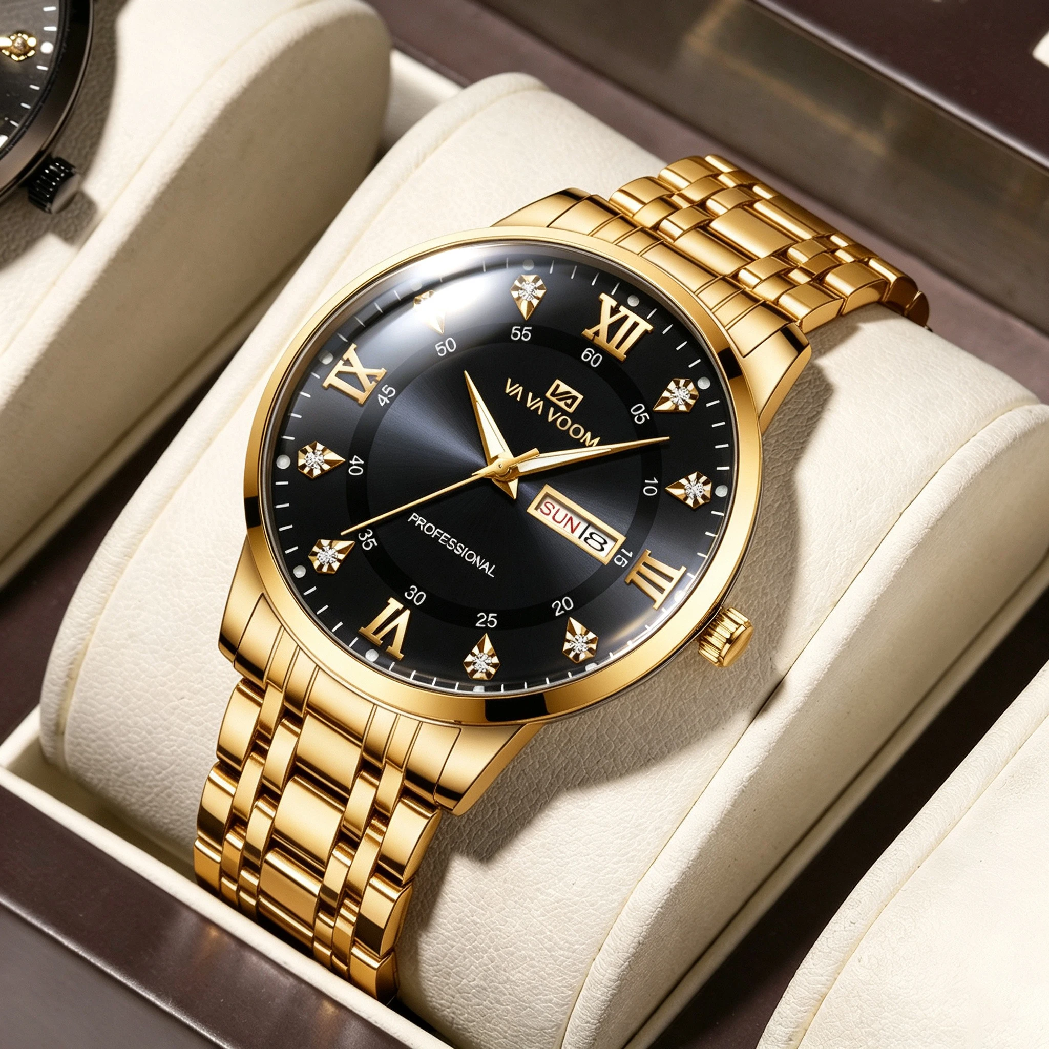Top Brand Men Watch Quality Solid Strap Business Double Calendar Night Light Waterproof Male Fashion Quartz Clock Wrist Watch