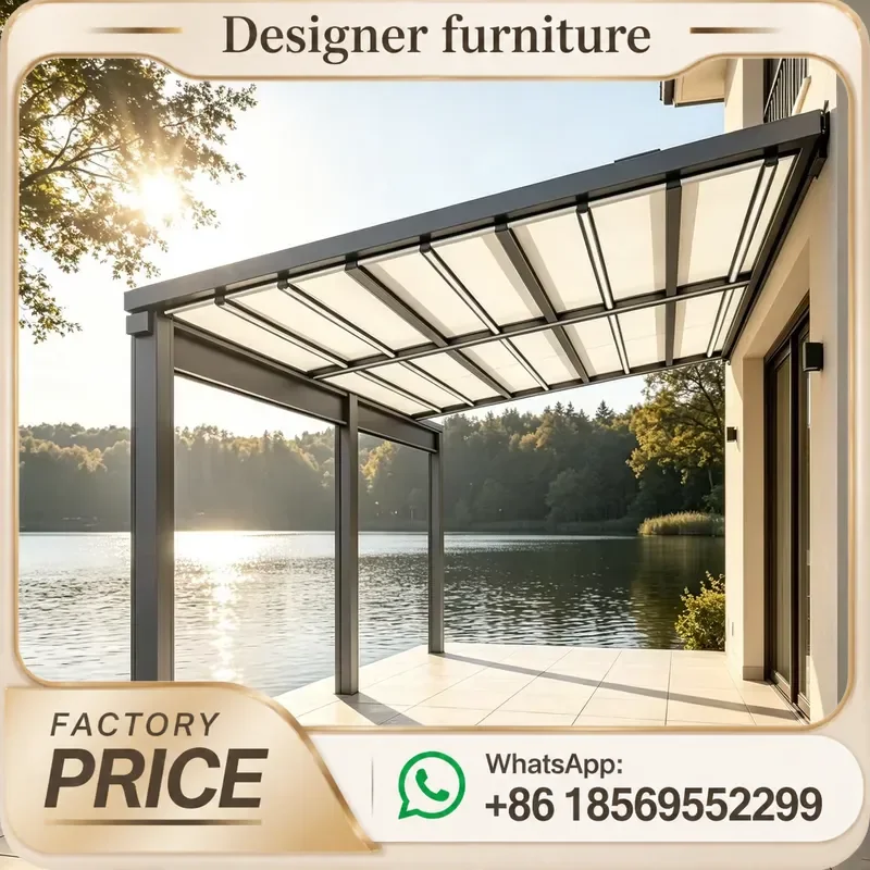 Carpa Plegable Motorized Retractable Awning Canopy Outdoor Pergola with Wind Rain Sensor Waterproof Shade Courtyard Garden