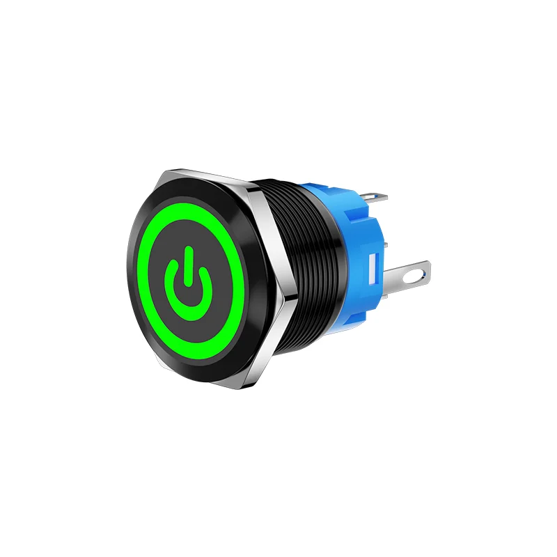 25mm Oxidized Black Waterproof and Dustproof Metal Self-locking Button LED Power Switch 3V 5V 6V 12V 24V 220V