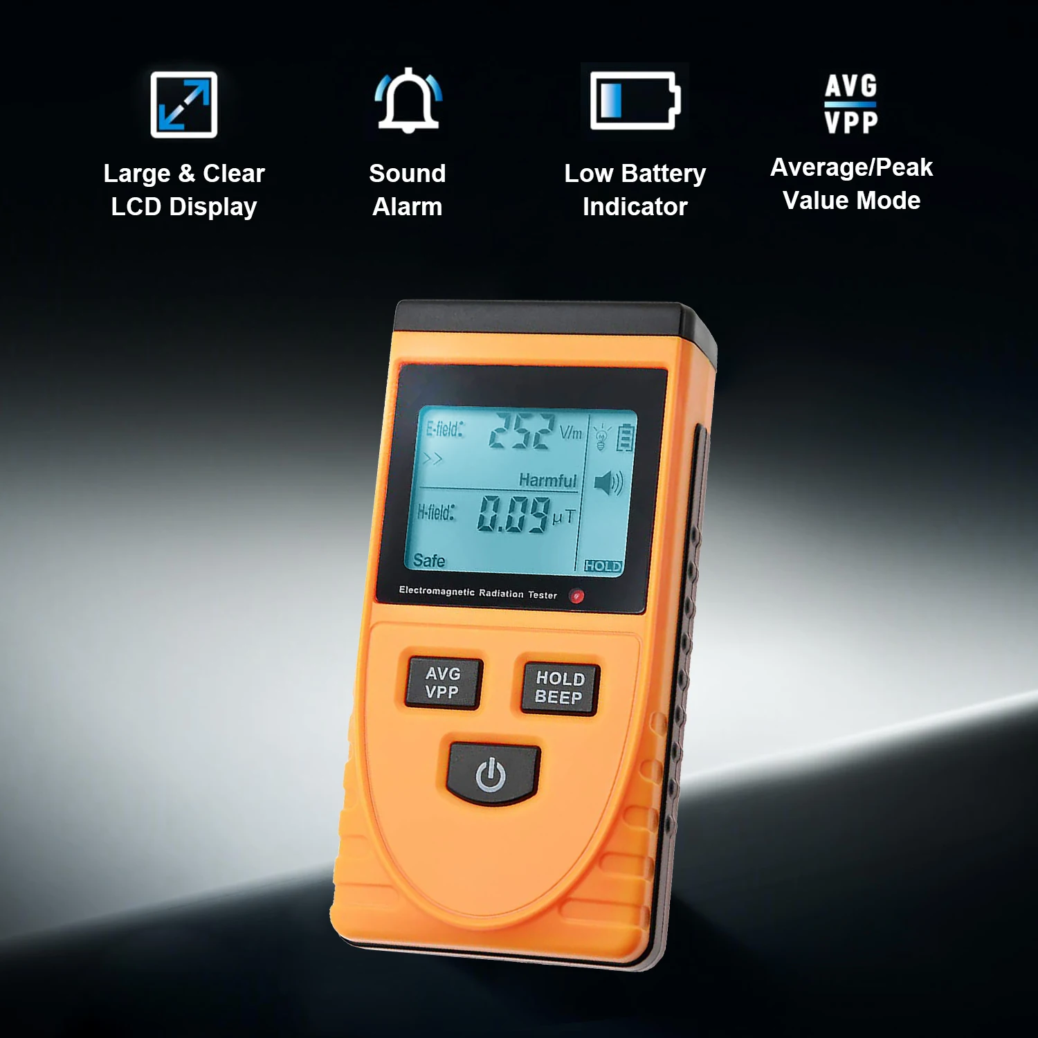 Electromagnetic Radiation Detector,EMF Tester GM3120,Sound and Light Alarm,Data Locking,Radiation Assessment,Large and Clear LCD