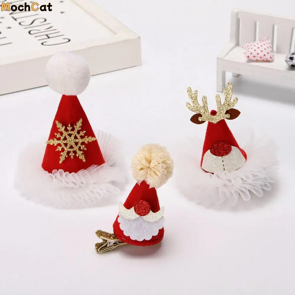 

Cute Elk Ears Alloy Snowflake Cloth Christmas Hat Hairpin Korean Style Headwear Kids Hair Accessories Christmas Hair Clip