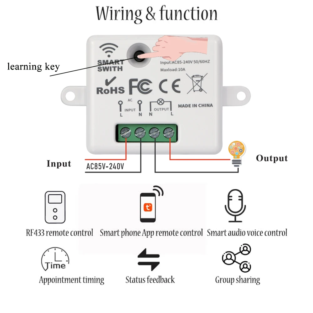 CENFAYA Smart WiFi Light Switch RF 433MHz Wireless Remote Control Wall Switch 110 220V 230V For Alexa Google Home Timer Function