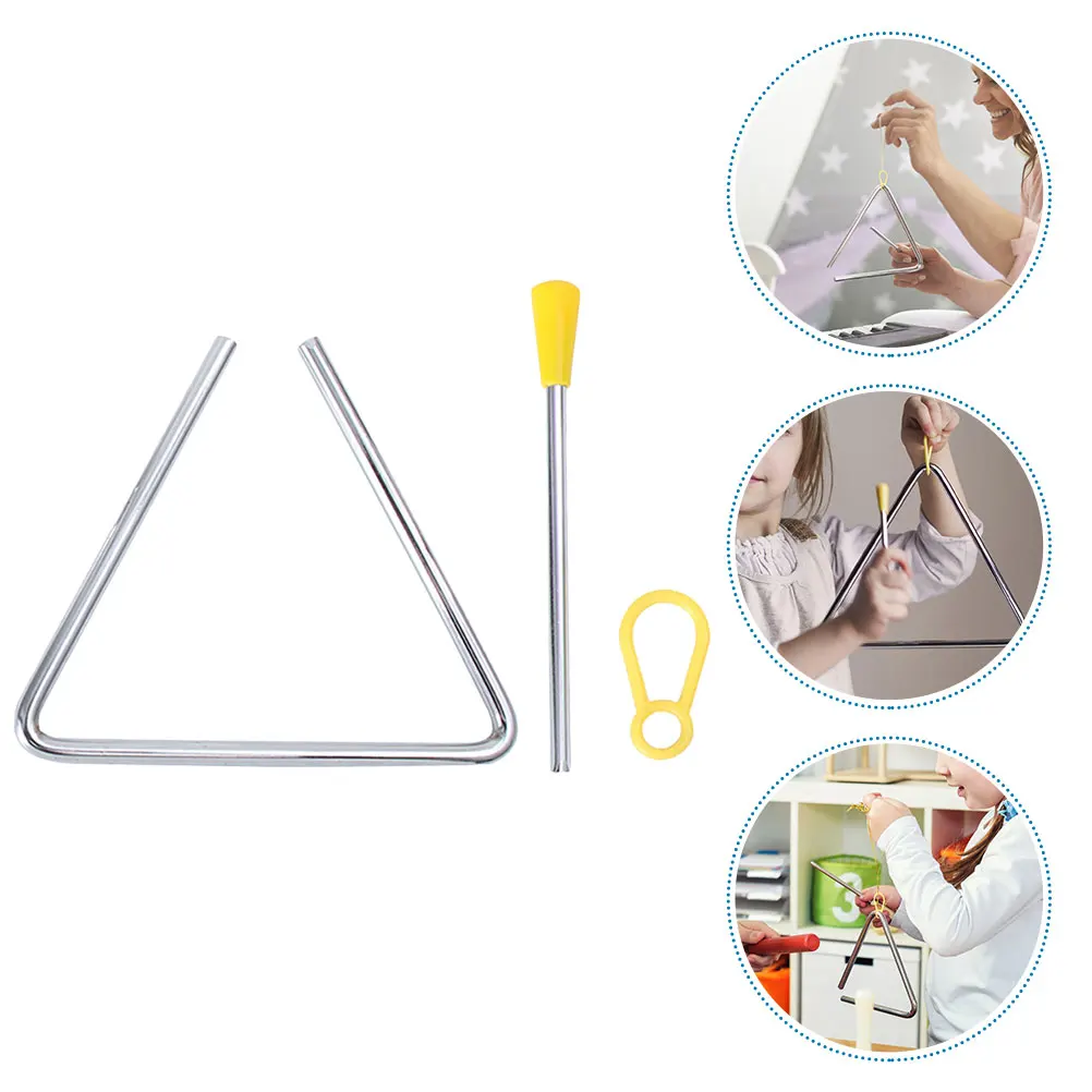 

Kids Toys Triangle Bell Music Instruments for Musical Equipment Percussion Silver Hand Child