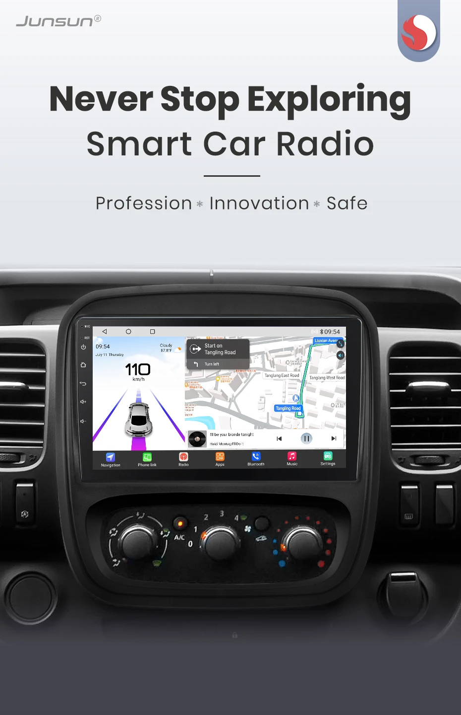 Junsun Qualcomm 8-Kern 360 ° Optionale Kamera, CarPlay, Android Auto Autoradio für Renault Trafic 3 2014 2015 2016 -2021, 2-DIN-Systeme, Stereo, GPS, SWC, Bluetooth, FM, RDS, DSP, IPS-Bildschirm, intelligente Fahrzeugsysteme, KI-Sprachsteuerung, 4G, WLAN, 8-Kern-Prozessor, Plug&Play-Headunit – Detail 5