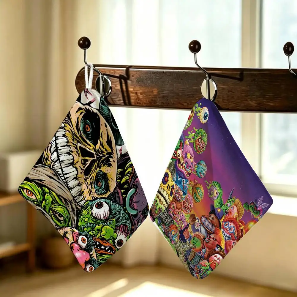 Cartoon Game Art Horror M-Madballs Skull Household Hanging Towel Polyester Cotton Hand Wiping Towel Sturdy For Bathroom Bedroom