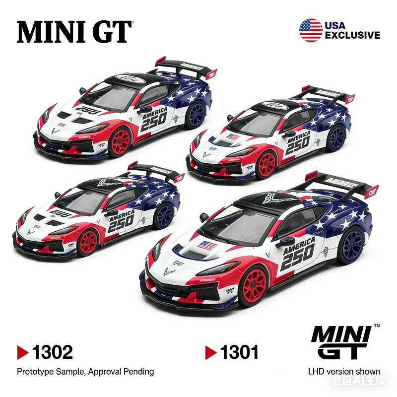 

MINI GT 1:64 Chevrolet Corvette ZR1 250 Cast-Steel Simulation Alloy Car Model, Boys' Toy Collection Decoration Item.