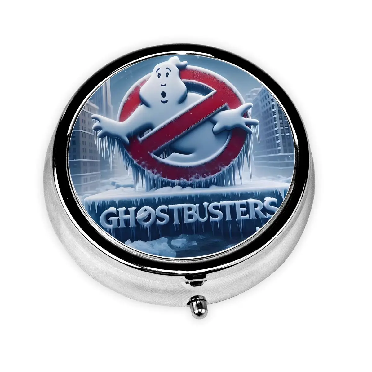 

G-Ghostbusterses мультяшные круглые коробки для таблеток, 3 сетки, диспенсер для таблеток, художественная пленка, портативный держатель для лекарств, коробка для хранения, контейнер