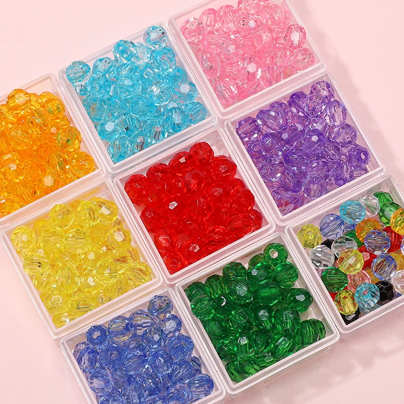 30g 300pcs/lot 6mm Austria Faceted Crystal Acrylic Glass Beads Loose Spacer Round Beads DIY Jewelry Bracelet Making Finding