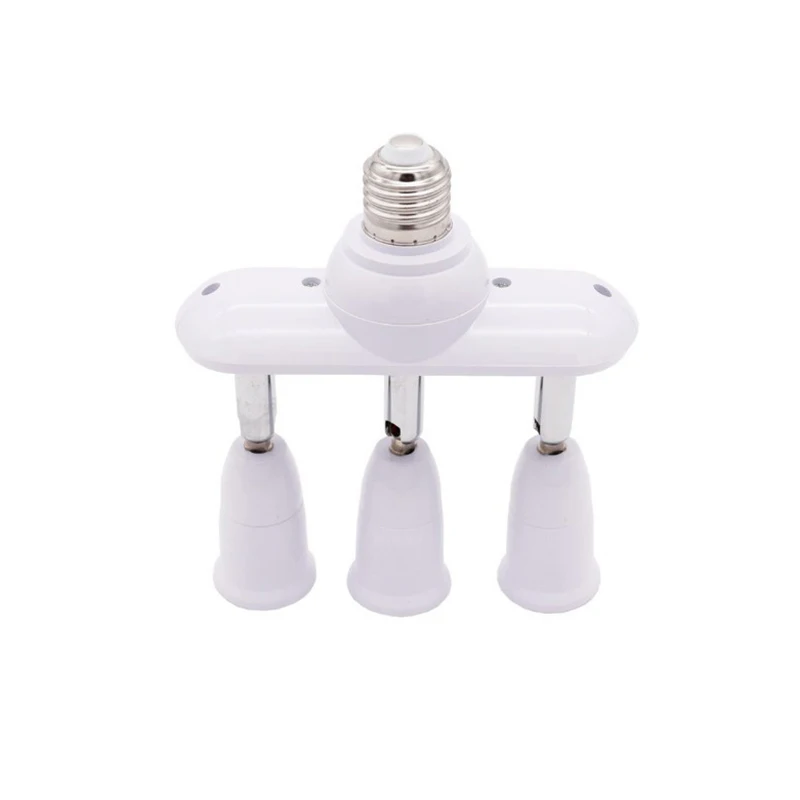 1 E27 To 3 E27 Screw Socket With Switch Universal Lamp Holder Converter One Turn Multi Head 1 Minute 3 Lamp Holders A4