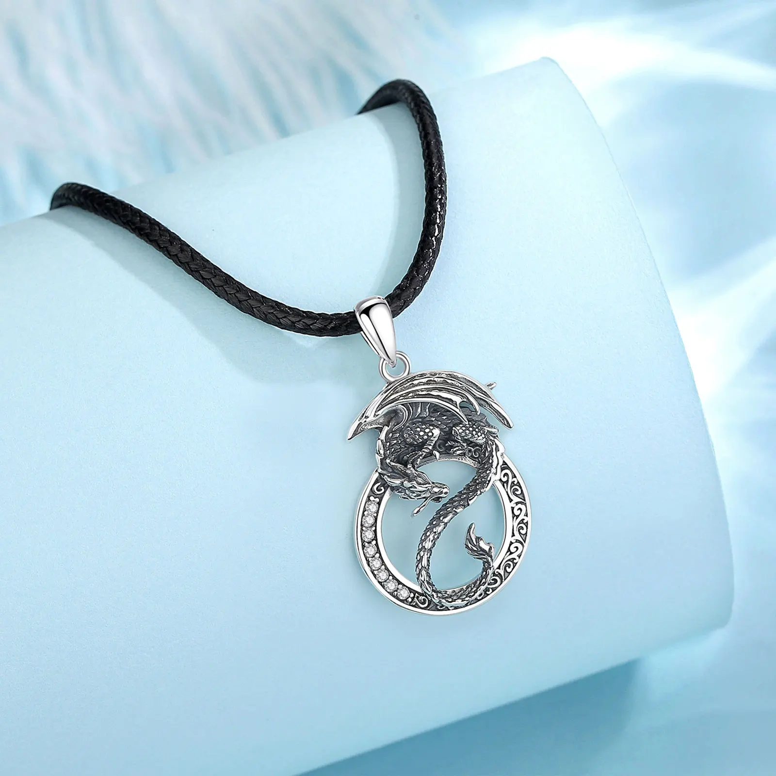 Eudora 925 Sterling Silver Dragon Yin Yang Pendant for women man Vintage Round Amulet Necklace Personality Jewelry Party Gift