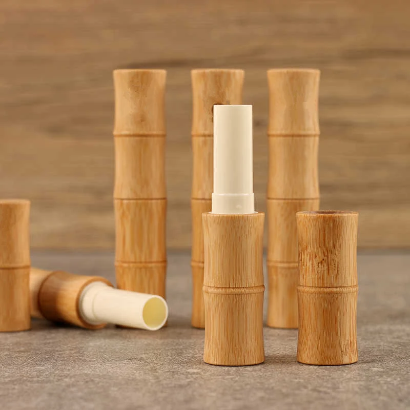 50Pcs Empty Natural Bamboo DIY Lipstick Lip Balm Lip Tube Cosmetic Container Empty Lip Gloss Tube