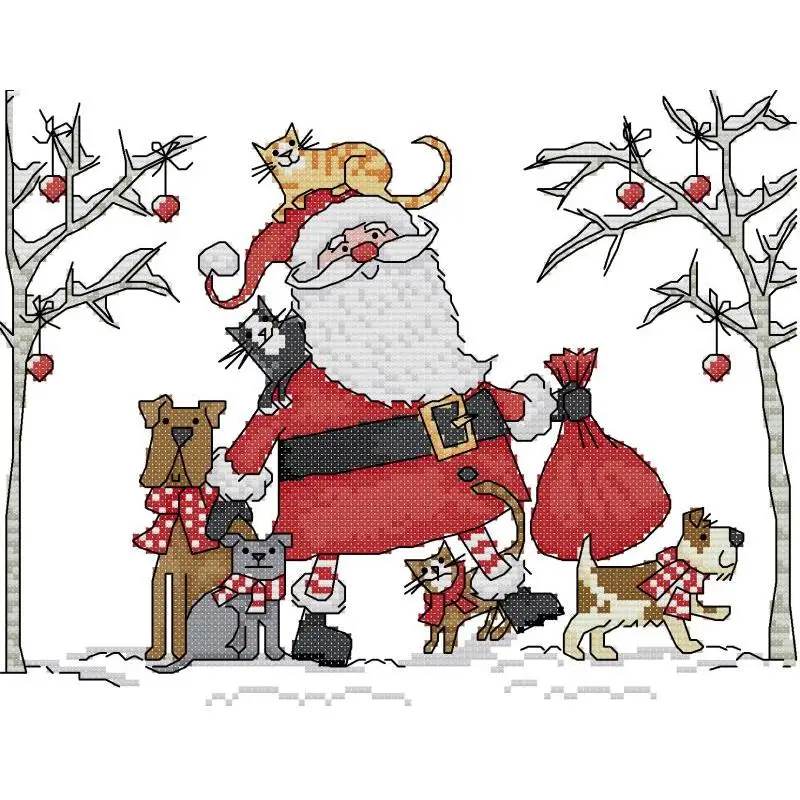 

Santa Claus Christmas Cross Stitch Kit 14CT White 11CT 16CT Canvas Printing Fabric DMC Embroidery Floss DIY Handmade Sewing Set