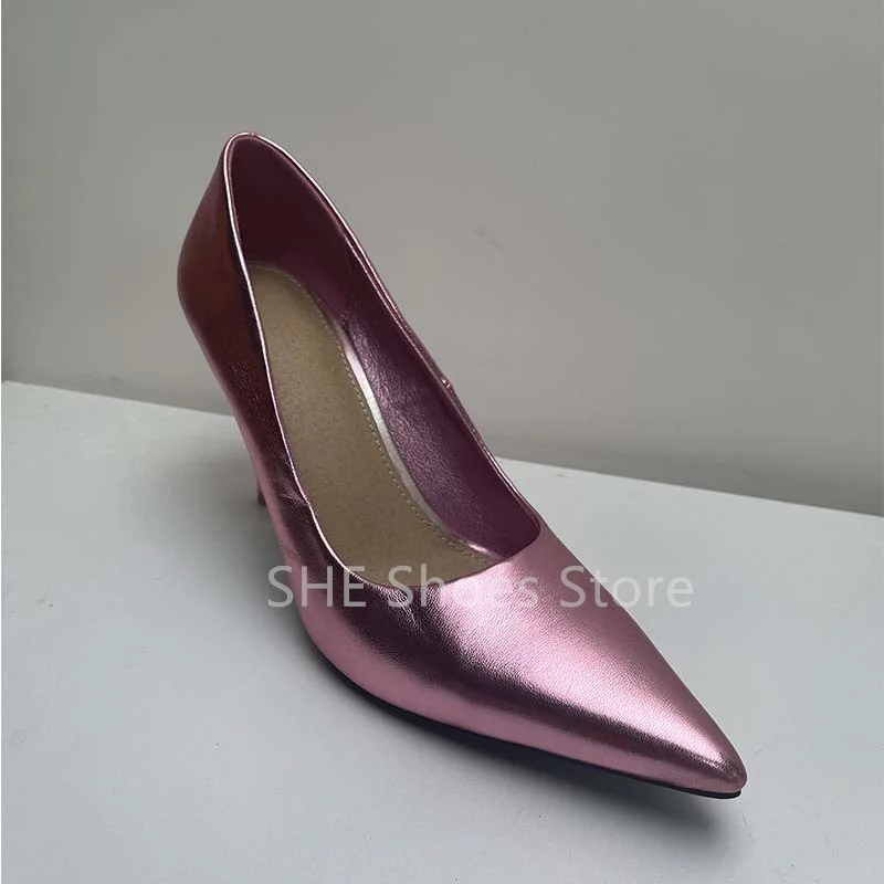 Sexy Pointed Toe Thin Heel Pumps for Women Fashion Catwalk Shallow Slip-On Cool Sandals Ladies Hight Heels Microfiber Shoes