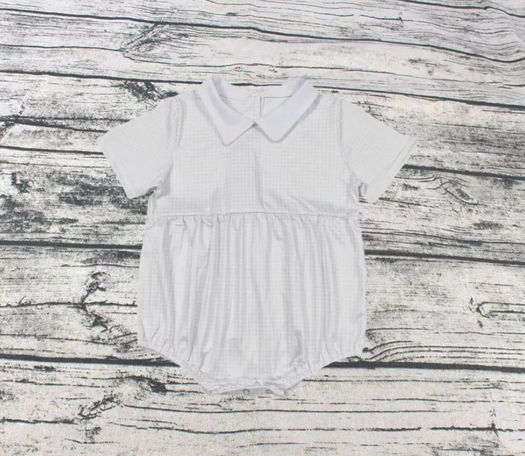 Wholesale Kids Baby Boy Plaid Jumpsuit Clothes Newborn Coverall Toddler Children Short Sleeves Buttons Romper Bodysuit SR0598