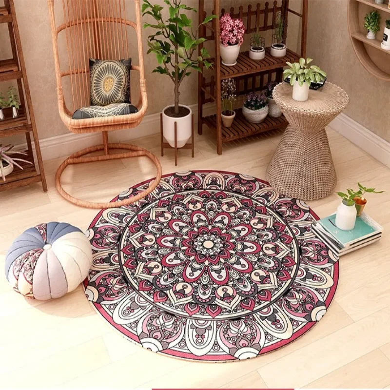 Persian Style Living Room Decoration Carpet Retro Round Rugs for Bedroom Home Chair Floor Mat Large Area Non-slip Washable Rug