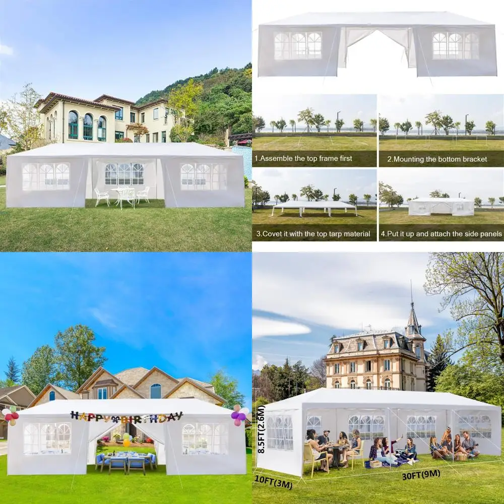 

Waterproof Instant Outdoor Gazebo for Weddings, Parties, and Camping with Removable Side Panels