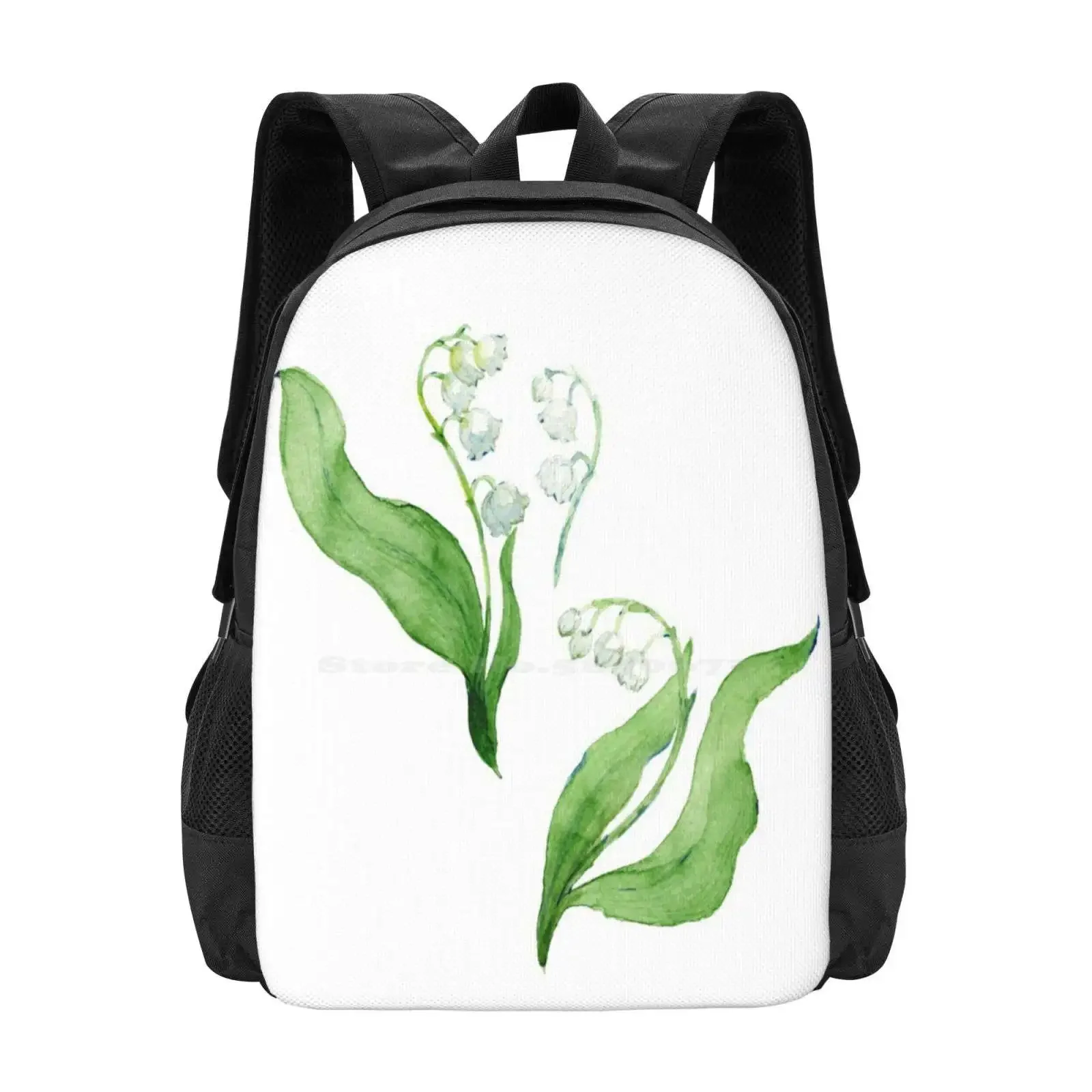 

Lily Of The Valley School Bags Travel Laptop Backpack Lily Of The Valley Bud Flowers Floral Leaves Botanical Bouquet Garden