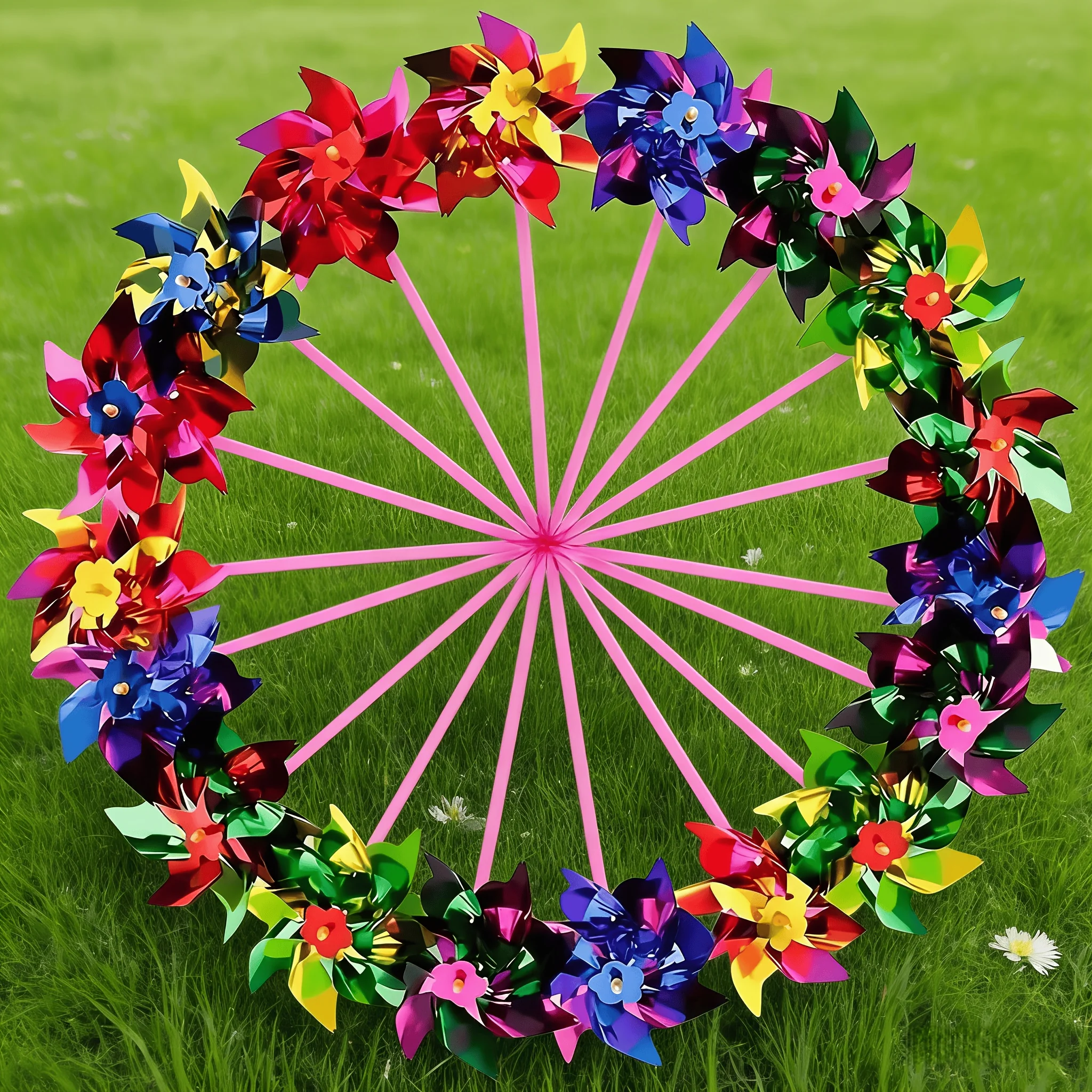 50 Stück Plastik-Laser-Glitzer-Windräder, Bunte Windmühlen für Gartendekoration, DIY Outdoor-Spinner für Gartenparty Rasendekoration – Detail 5