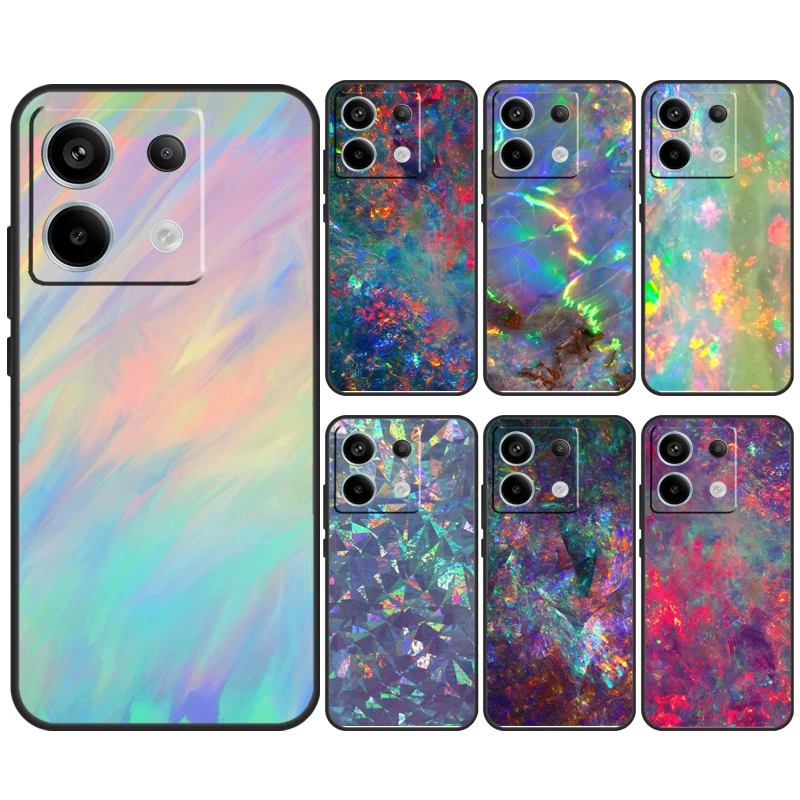 Opal Stone Iridescent Case For Xiaomi Redmi Note 13 Pro Plus Note 9 10 11 12 Pro 9S 10S 11S 12S 10C 12C 13C Coque