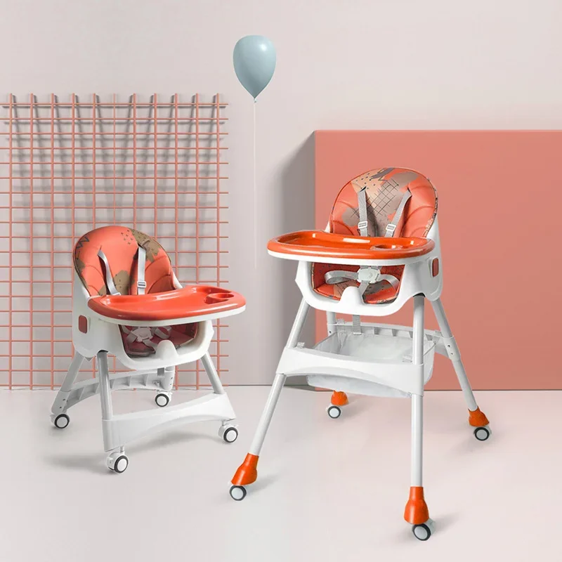 Purorigin 2024 nueva tendencia bebe plástico barato plegable silla alta para bebé silla de alimentación para bebé sillas de jardín de infantes chaise con rueda