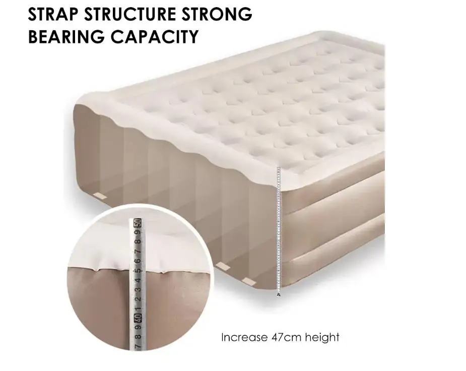 Single Inflatable Mattress Air Bed with  Built-in Pump - Flocked, Easy to Inflatable, Waterproof Portable Inflatable Bed