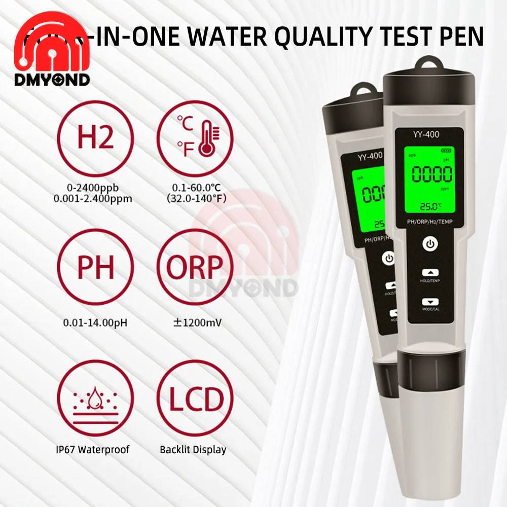 YY-400 for Hydrogen Ion Concentration Water Quality Test Pen PH/ORP/H2 and TEMP 4 in 1 Digital Drinking Water Meter