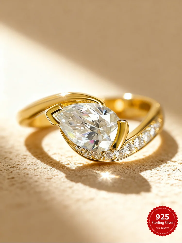925er Sterlingsilber, modisch, exquisiter Wassertropfen-Zirkon-Ring für Frauen, Verlobung, Hochzeit, Jahrestag, hochwertiger edler Schmuck
