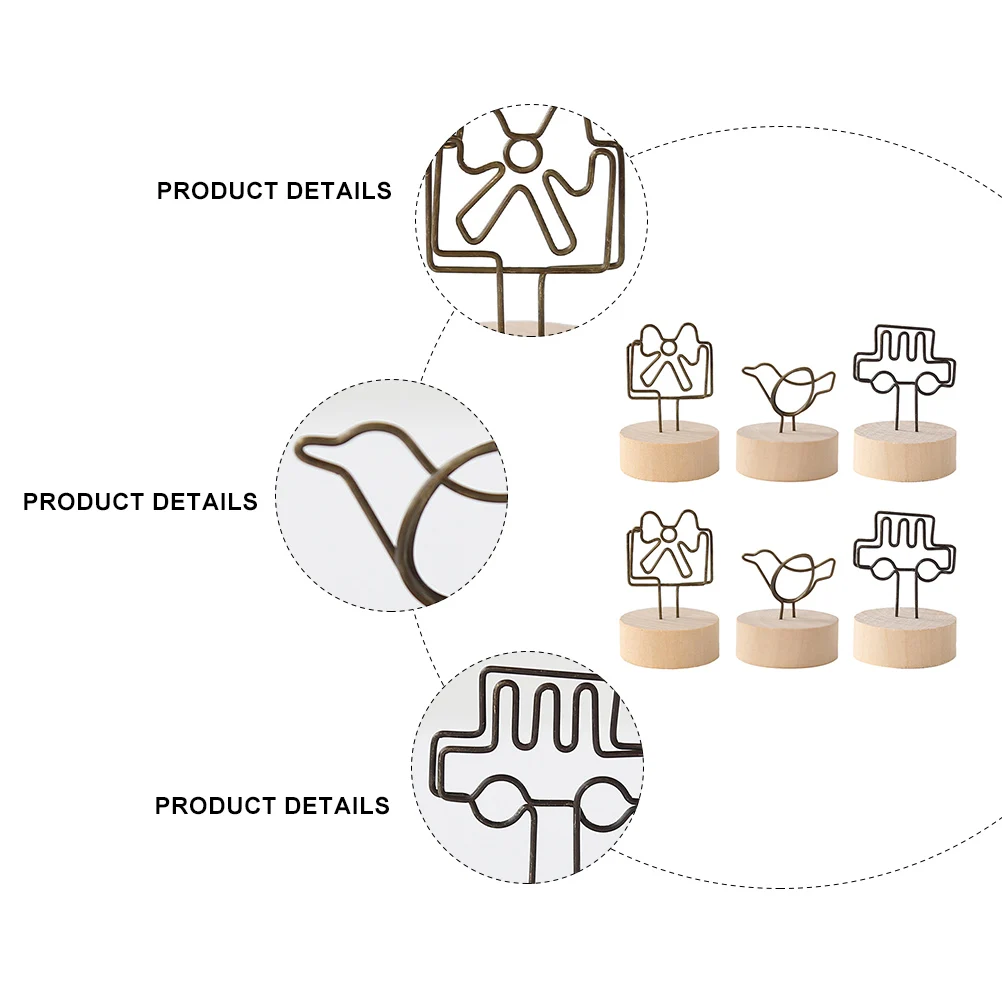 

6Pcs Photo Holders Memo Clips Creative Message Clips Assorted Color Desktop Clip Stands for Photos Notes Photo Holders