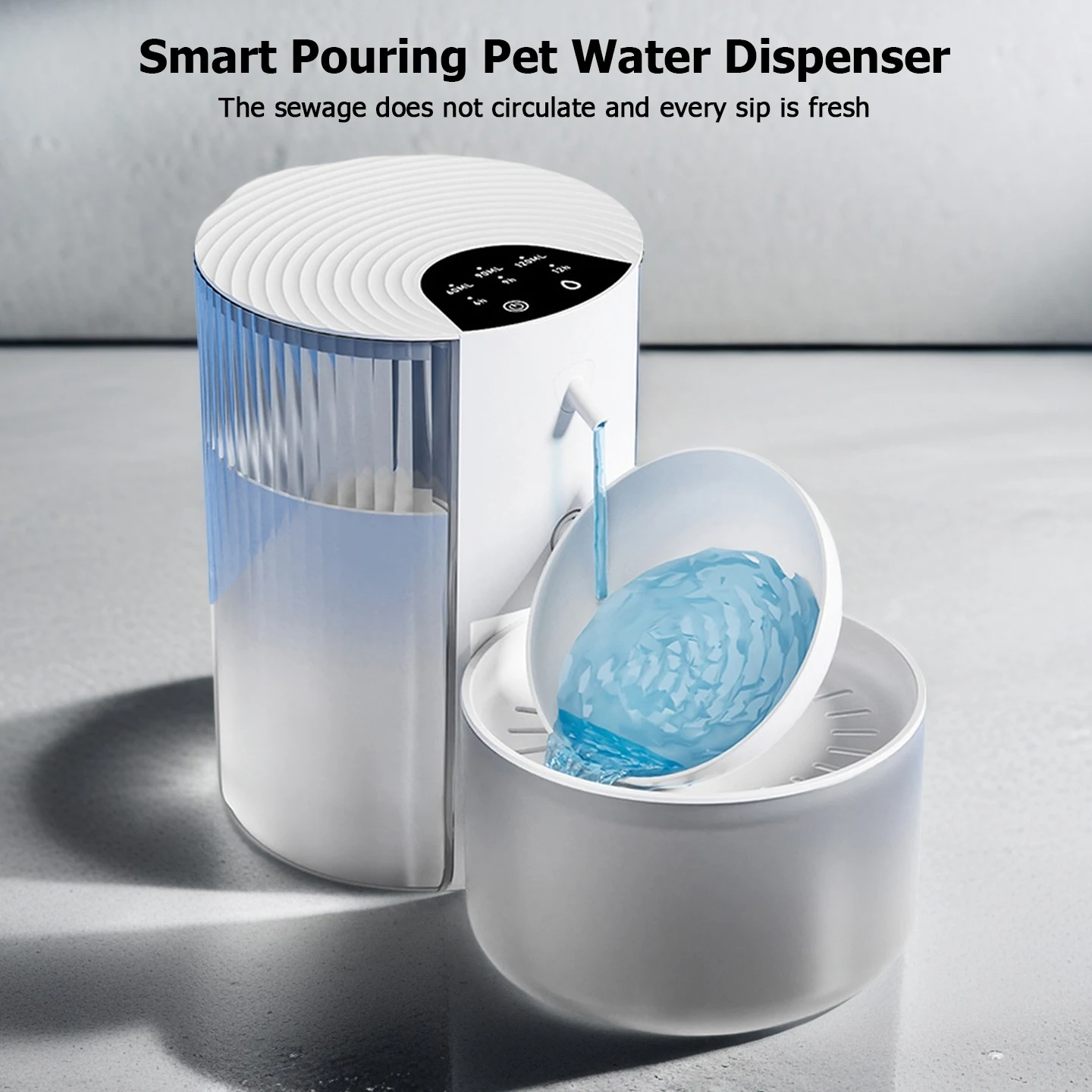 

3000ML Pouring Cat Water Dispenser Smart Tilt Design Pet Water Fountain Separate Clean & Dirty Water For Cats and Small Dogs