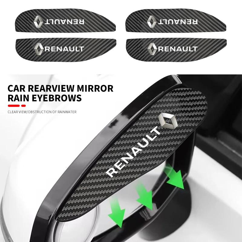 2pc Carbon fiber Car Rearview Mirror Rain Eyebrow Sticker For Renault Koleos Captur Kadjar Megane Clio Scenic Arkana Accessories