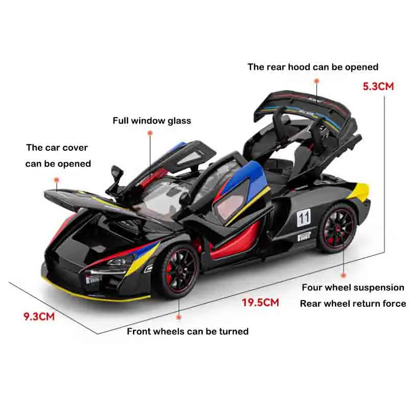 1:24 McLaren Senna Track Edition Supercar Metalowy Model Samochodu Odlewany Ciśnieniowo Wysoka Symulacja Dekoracja na Biurko Prezent dla Przyjaciela